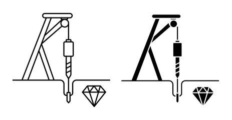 Pile Boring Diamond Mining Machine Line Icon