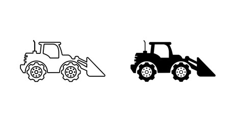Wheel Tractor Scraper Heavy Construction Equipment Line Icon