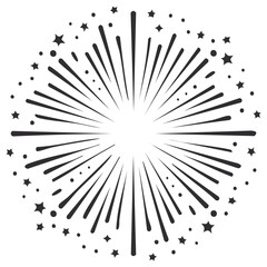 Obraz premium Abstract illustration of a starburst with stars and radiating lines, graphic design element.