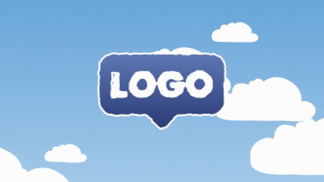 Blocky Cartoon Clouds Fly Up Icon Logo Reveal