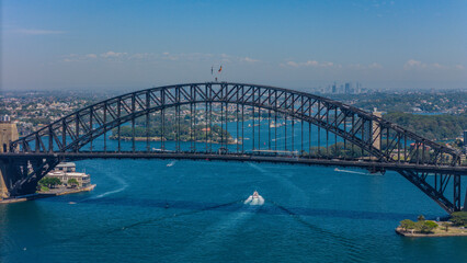 Obraz premium 5 February 2026 Aerial View of Sydney Harbour Circular Quay on a nice Summer day beautiful Sky in Sydney NSW Australia