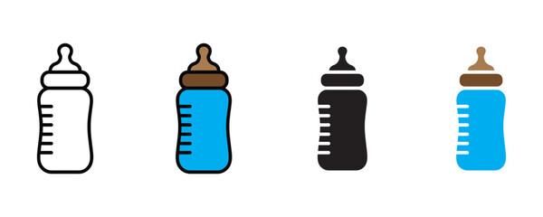 Baby feeding bottle icon vector. Infant milk formula and newborn nutrition nursing symbol. Vector illustration.