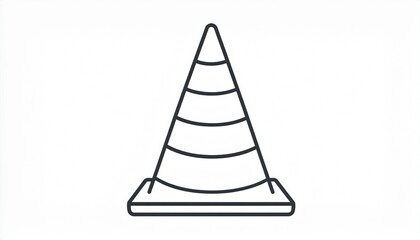 Fototapeta premium Simple Black Traffic Cone on White Background, Safety Icon, Road Sign