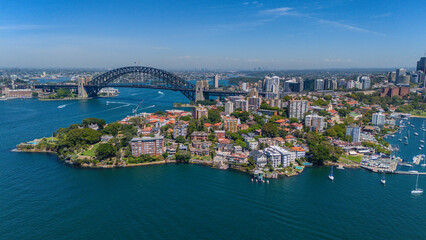 Obraz premium 5 February 2026 Aerial View of Sydney Harbour Circular Quay on a nice Summer day beautiful Sky in Sydney NSW Australia