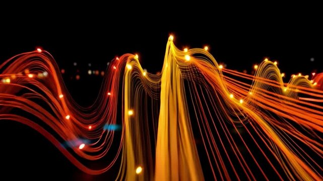 Data Stream Visualization: Vibrant, glowing lines weave across a dark canvas, depicting the flow and movement of data, reflecting the complexity and dynamism of the digital world.
