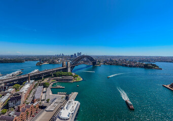 Obraz premium 5 February 2026 Aerial View of Sydney Harbour Circular Quay on a nice Summer day beautiful Sky in Sydney NSW Australia