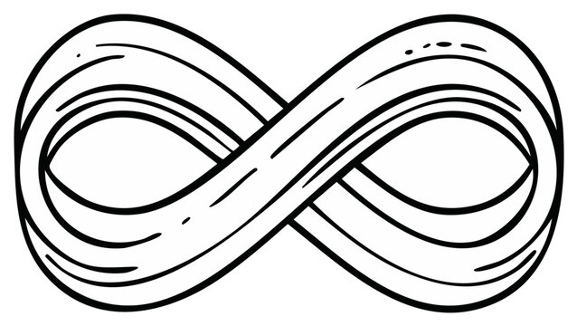Hand-drawn infinity symbol design with black outlines, isolated graphic element