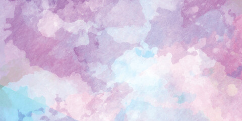 Obraz premium abstract pink and with watercolor summer cloudy beautiful summer design. purple sky landscaper wallpaper texture background.