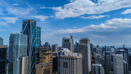 Fototapeta premium 5 February 2026 Aerial View of of Sydney CBD High rise on Sydney Harbour Circular Quay on a nice Summer day beautiful Sky in Sydney NSW Australia