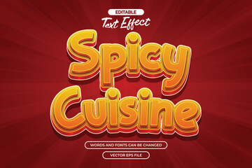 Spicy cuisine editable text effect with 3d text style