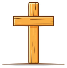 Fototapeta premium Wooden Cross Illustration: Simple Religious Symbol, Christian Faith Expression