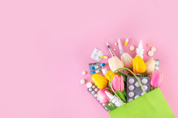 Naklejka premium Spring seasonal allergies, colds and flu spring treatment concept