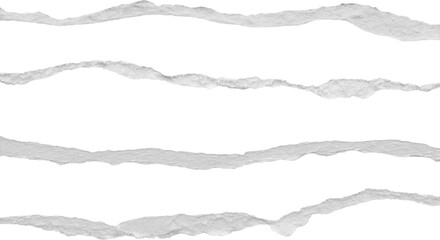 Ripped torn paper edges set isolated on black background