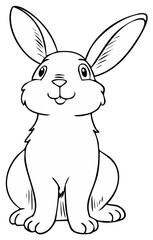 Obraz premium Friendly cartoon rabbit sitting and smiling with big ears and paws