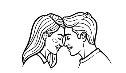 Title
Smiling couple face to face coloring page vector line art cute romantic outline