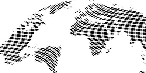Gray blank vector map of the world in Half tone style isolated on white background. Flat Earth, Globe worldmap Design Template