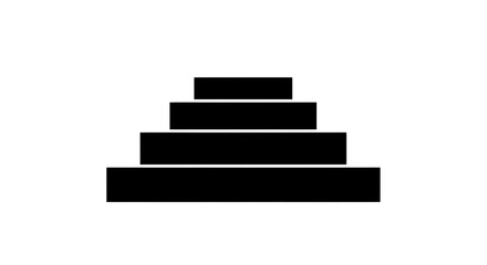 Fototapeta premium Stacked black rectangular blocks in minimalist style with soft natural lighting on white background for graphic design