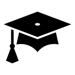 Mortar board or graduation cap sign. Higher education icon, university degree symbol.