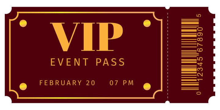 Luxury VIP Ticket Design &ndash; Red and Gold Event Pass