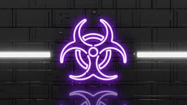 Neon sign for biohazard.