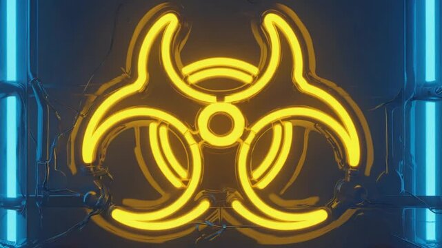 Neon sign for biohazard.