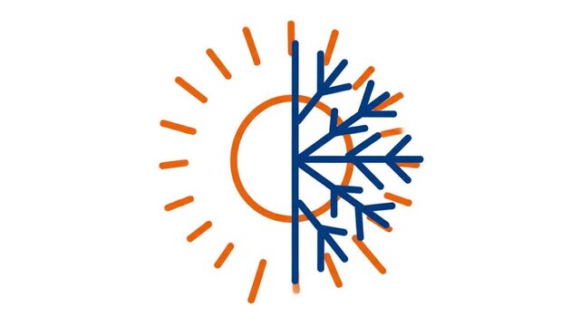 Conceptual depiction of sun and snowflake symbols representing opposing forces