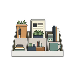 Organized Desk Drawer with Office Supplies