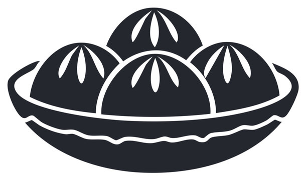 Classic Asian dumplings served in a bowl culinary symbol monochrome icon