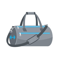 Gray Sports Gym Bag with Blue Accents