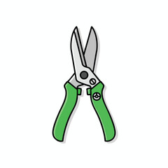 Green Handled Pruning Shears Illustration
