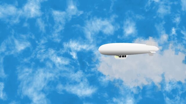 airship flying through cloudy sky animation No Ai