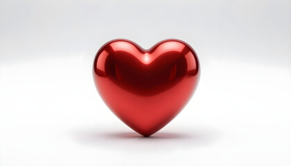 Obraz premium Shiny red heart shape on a clean white background, symbolizing love and romance