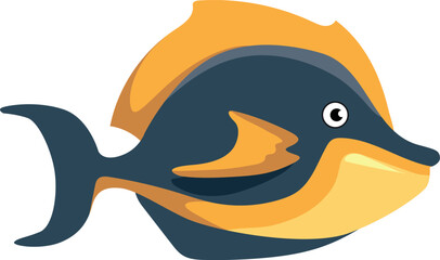 Obraz premium A cartoon fish with a yellow belly and blue tail