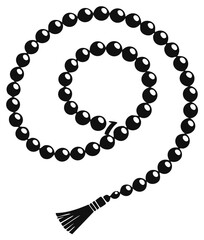 Obraz premium Black Prayer Beads with Tassel in Spiral Formation Spiritual Islamic Meditation Accessory
