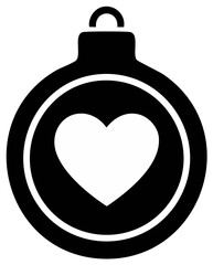 Obraz premium Simple black silhouette of a holiday ornament featuring a prominent white heart icon