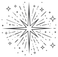 Obraz premium Stylized Starburst with Twinkling Stars and Light Streaks Graphic