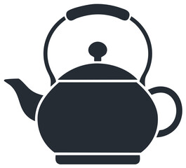Obraz premium Classic Dark Kettle Silhouette for Hot Beverage Preparation and Kitchen Concepts