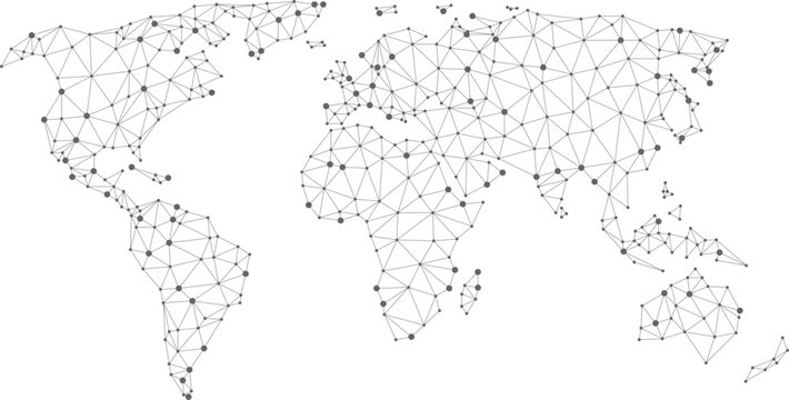 A map of the world is shown in black and white