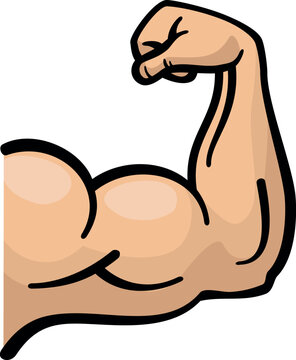 A cartoon drawing of a man s arm with a muscle