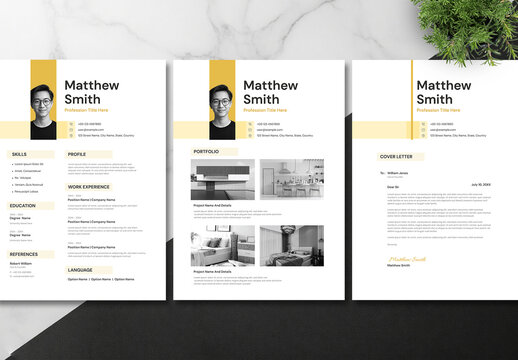 Modern Resume CV Template with Cover Letter for Job Seekers