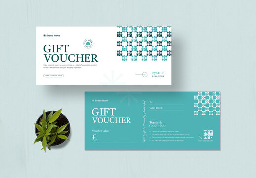 Modern Gift Voucher Template with Elegant Pattern and Discount Coupon Design