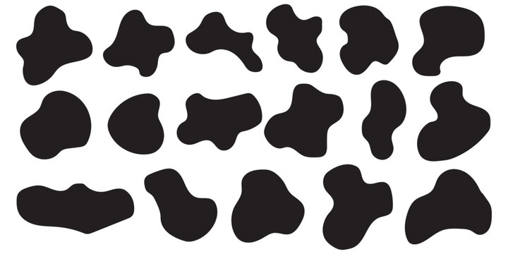 Organic amoeba blob shape vector illustration set Abstract irregular form Flat style Fluid for design and paint Simple amoeba shape Asymmetric spot Clipart of bubble blotch, deform drip