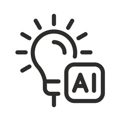 Smart lighting icon, light bulb with artificial intelligence line vector