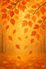 Autumnal Branches Leaves in shades of red orange and yellow fall