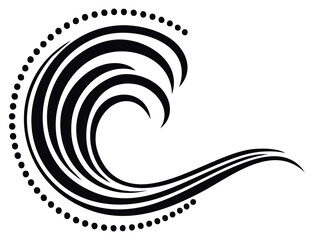 Obraz premium Elegant Vector Design with Flowing Curves and Dot Accents on a Clean White Backdrop