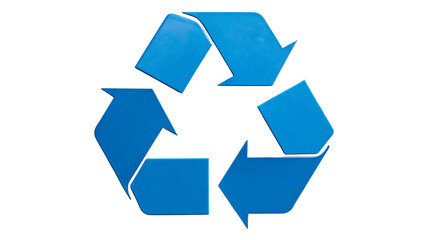 Recycling symbol made of three blue arrows forming a loop