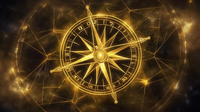 Golden Compass Rose Navigation Guidance Abstract Background