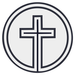 Obraz premium Minimalist Christian Cross Symbol Inside a Circle