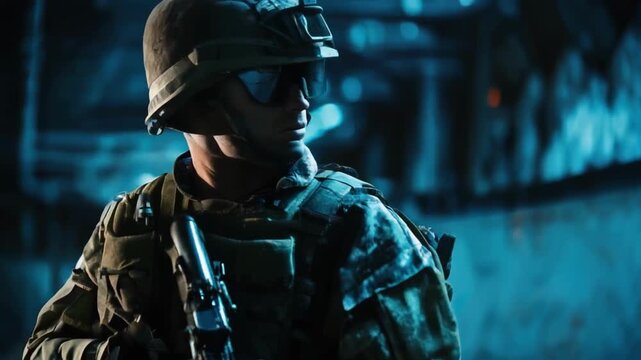 Army special forces and military units conducting a covert war operation inside an underground tunnel during a high-risk combat mission. Armed military forces advance through a confined battlefield