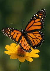 Obraz premium Vibrant butterfly on yellow flower.